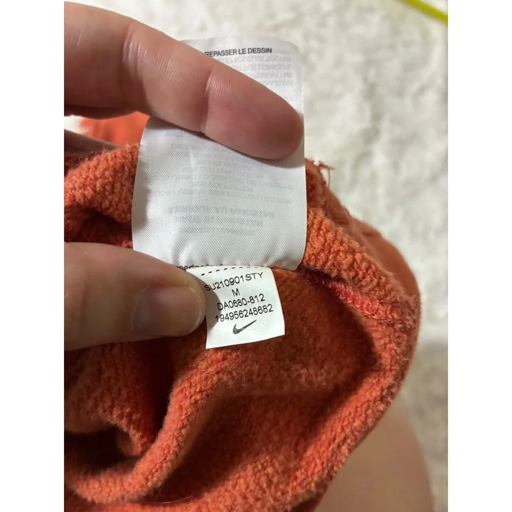 Nike Sportswear Revival Pullover Hoodie Mens Medium Orange Speckled Logo
